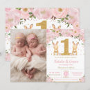 Search for horizontal twins 1st birthday invitations Twin girls birthday