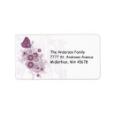 Search for pink butterfly return address labels Floral