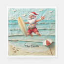 Search for coastal christmas napkins Surfing santa