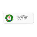 Search for red heart return address labels Xmas