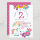 Search for unicorn 2nd birthday invitations Stars