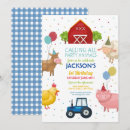Search for blue tractor birthday invitations Party