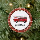 Search for fire truck christmas tree decorations Red