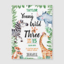 Search for young wild and three birthday invitations Zebra