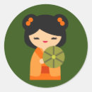 Search for japanese kokeshi doll stickers Kawaii