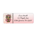 Search for pink owl return address labels Cute
