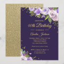 Search for purple gold 40th birthday invitations Watercolor
