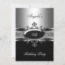 Search for black silver 21st birthday invitations Party