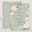 Search for peach and green birthday invitations Floral flowers
