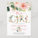 Search for foil baby girl shower invitations Pink and gold
