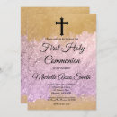 Search for gold glitter first communion invitations Pink