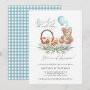 Search for blue gingham invitations Teddy bear