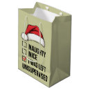 Search for naughty or nice gift bags Xmas