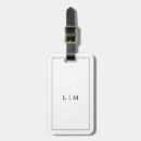 Search for initials luggage tags Black and white