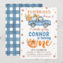 Search for our little pumpkin is turning one 1st birthday invitations Boy