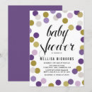 Search for purple gold baby shower invitations Polka dots
