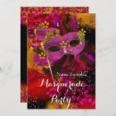 Search for pink and black masquerade party invitations Gold