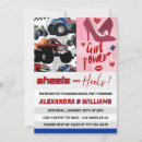 Search for wheels or heels gender reveal invitations Car