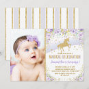 Search for unicorn photo birthday invitations Gold