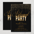 Search for black and gold retirement invitations Glitter