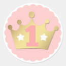 Search for gold crown stickers First birthday