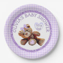 Search for purple gingham paper plates Girl baby shower