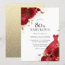 Search for red and gold 80th birthday invitations Floral