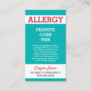 Search for food allergy business cards Restaurant