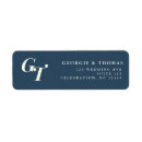 Search for navy blue monogram return address labels Typography