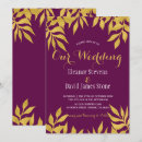 Search for plum and gold wedding invitations Faux gold foil