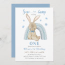 Search for some bunny is turning one birthday invitations Blue