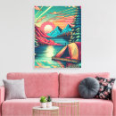 Search for pink and teal canvas prints Vintage
