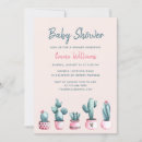 Search for watercolor cactus baby shower invitations Pink
