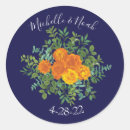 Search for navy blue and orange stickers Flower