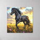 Search for black horse canvas prints Sunset
