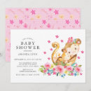 Search for monkey baby girl shower invitations Watercolor
