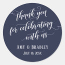 Search for thank you for celebrating with us wedding stickers Typography
