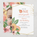 Search for one sweet peach birthday invitations Modern