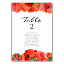 Search for red poppies table cards Watercolor