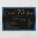 Search for blue 75th birthday invitations Gold glitter
