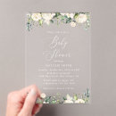 Search for white flower baby shower invitations Greenery