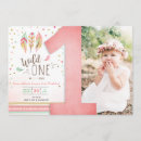 Search for pink and gold 1st birthday invitations Boho