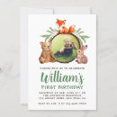 Search for fox 1st birthday invitations Woodland animals