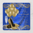 Search for royal blue and gold birthday invitations Glamourous