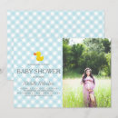 Search for blue gingham baby shower invitations Duck