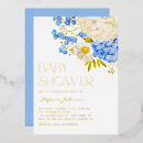 Search for blue white and gold baby shower invitations Watercolor