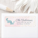 Search for pink whale return address labels Watercolor