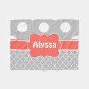 Search for coral and grey blankets Quatrefoil