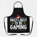 Search for gamer aprons Santa