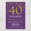 Search for purple gold 40th birthday invitations Forty